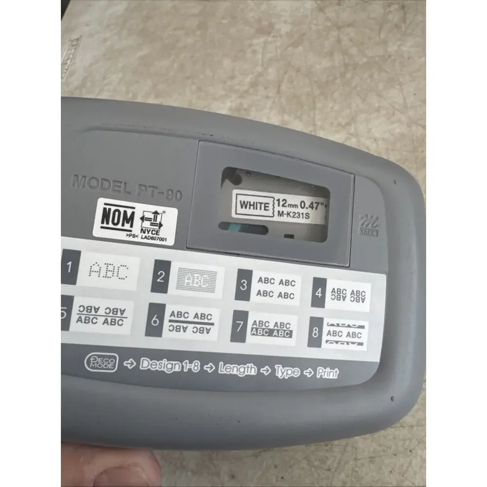 Brother P-Touch Personal Label Maker Electronic Labeling System Model PT-90 Gray